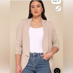 Lulu’s Cream Buttonless Blazer with Faux Pockets